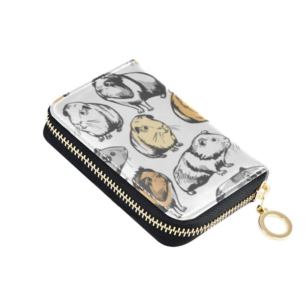 3004 Guinea Pigs Animals Credit Card Wallet, Microfiber Leather Zipper RFID